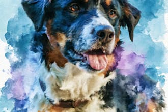 watercolor draw watercolor pet portrait