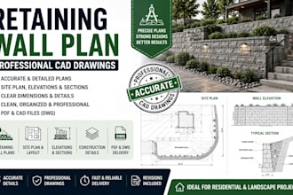 create retaining wall plans structural drawings site plans and cad drawings