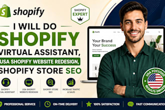 shopify virtual assistant, USA shopify website redesign, shopify store SEO