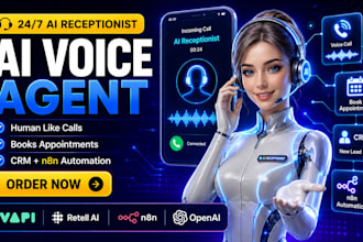 setup ai voice agent using vapi ai, retell ai calling agent ai receptionist n8n