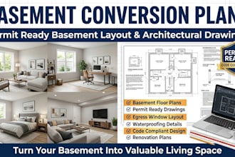 basement conversion drawings, egress, waterproofing, coordination