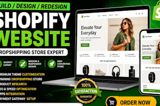 build shopify website, traffic design shopify store for dropshipping store