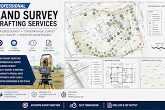 draft land survey measured utility topographical survey for surveyor stamp ready