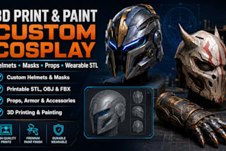 3d print and paint custom cosplay helmets, masks, props and wearable stl