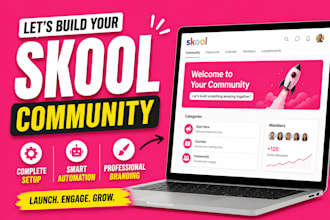 build your skool community with complete setup, automation and branding