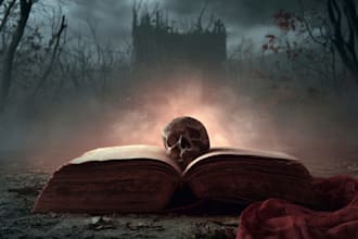 design a terrifying horror book cover illustration