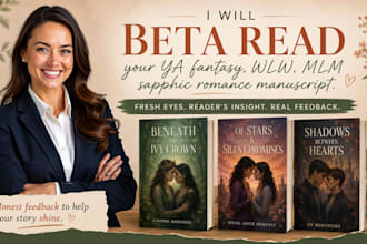 beta read your ya fantasy, wlw, MLM sapphic romance manuscript