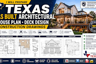 prepare texas as built architectural house plan deck design construction drawing