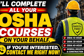 osha 10 hour, 30 hour, and 40 hour courses
