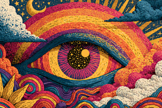 design a vintage psychedelic trippy t shirt design