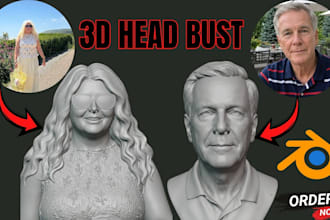 create 3d head 3d realistic face 3d bust 3d portrait model for 3d printing