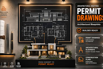 draft construction permit drawings and architectural blueprints
