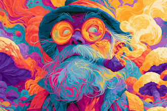 draw trippy psychedelic art for t shirt design, merchandise