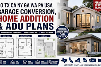 do tx ca ny ga wa pa USA garage conversion, home addition and adu plans
