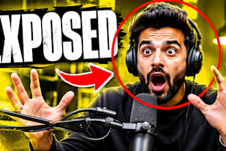 design mrbeast style viral podcast thumbnail with bold text