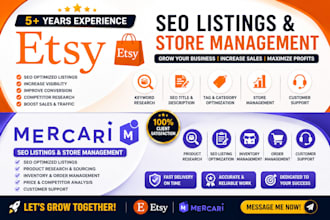 do etsy and mercari dropshipping, SEO listing and store management