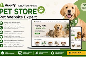 shopify dropshipping pet store pet website shopify expert shopify store design