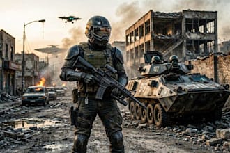 create realistic military, war, or sci fi illustrations