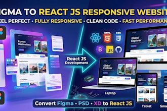convert figma, PSD, xd to react js responsive website