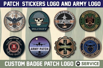 design military badge, sticker, tactical patch, modern and circular stamp logo