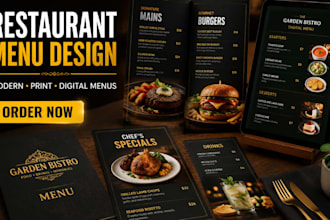 design a modern restaurant menu food menu,cafe menu and digital menu