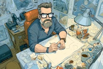 draw in comic style and retro colors