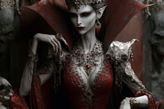horror vampire lord queen character desing