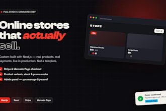 build a complete ecommerce store with nextjs, stripe or mercado pago