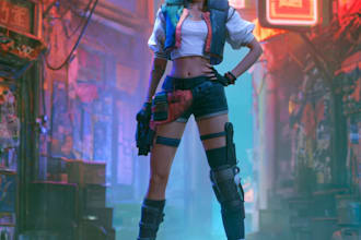 cyberpunk female character art