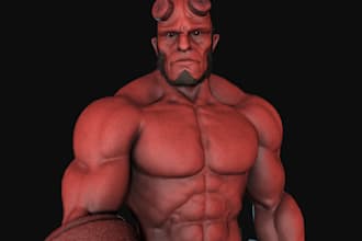 sculpt realistic 3d monster, werewolf creature model for 3d printing