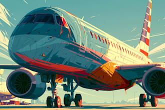 create stunning airplane illustrations in my unique style