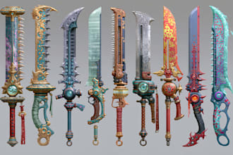 create weapon concept art for you
