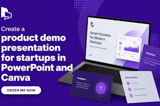 create a product demo presentation for startups in powerpoint and canva