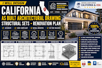 design california as built architectural drawing structural sets renovation plan