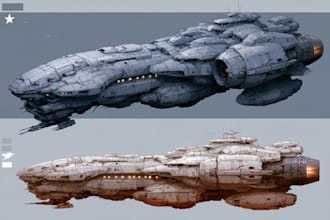 draw sci fi vehicle design and spaceship concept art