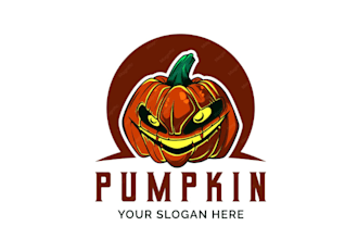 make unique scary, horror, creepy halloween pumpkin logo