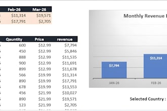 professional excel dashboards, charts and reports