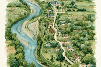 illustrate custom digital watercolor site map