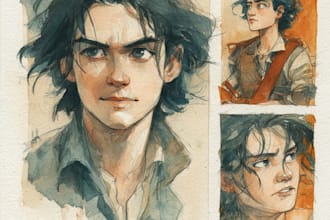 paint a beautiful watercolor character illustration