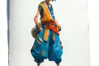 create a unique watercolor character artwork