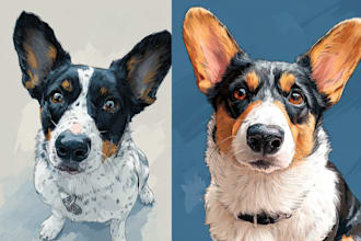 illustrate a pet portrait into cartoon disney
