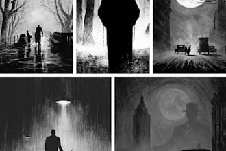 draw noir, horror and dark comic books art for your story