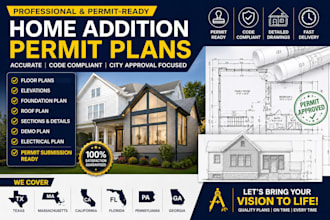 tx, ma, ca, fl, pa, ga home addition permit plans