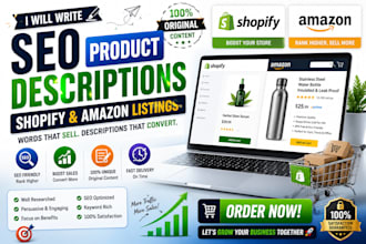 write SEO product descriptions for shopify and amazon listings