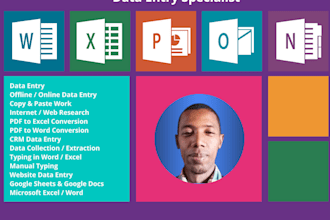 data entry,  PDF editor,  web research,  lead generation