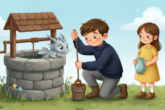 create magical children book illustrations with colorful custom artwork