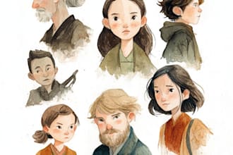 custom watercolor character illustrations and portraits