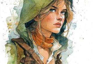 hand painted watercolor character art