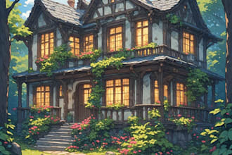 do a custom watercolor home, house illustration