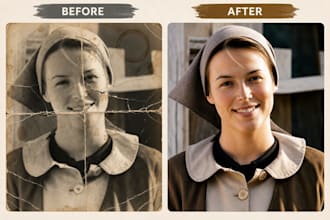 restore old photos,repair damage and colourise in HD